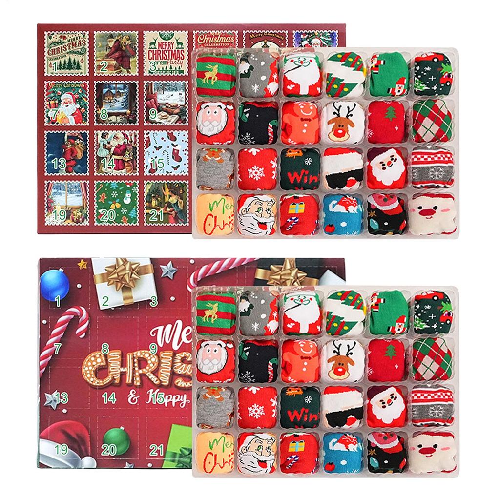 2026 Christmas Cotton Socks Countdown Calendar Funny Snowmen Socks Advent Calendar Kit For Adults Advent Box Holiday Gift