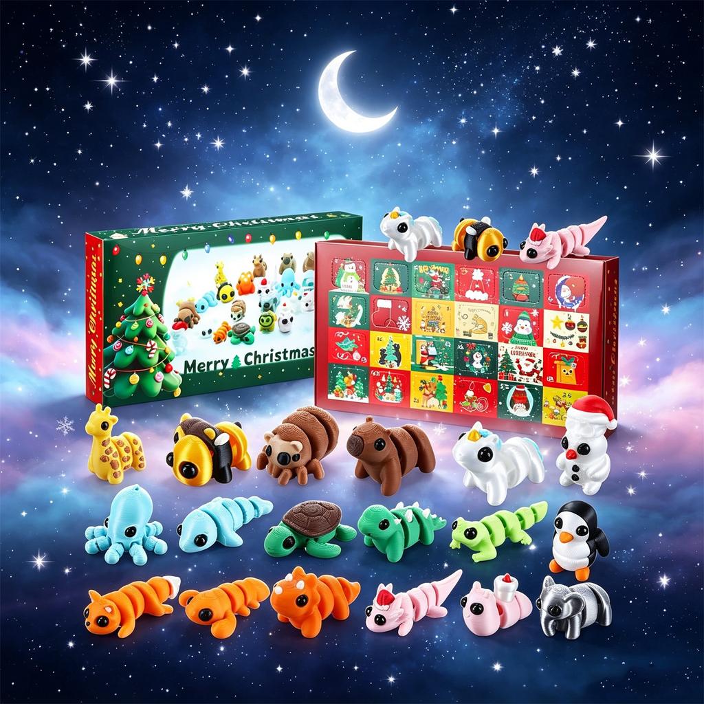 3D Cute Animal Christmas Advent Calendar with -Day Holiday Countdown