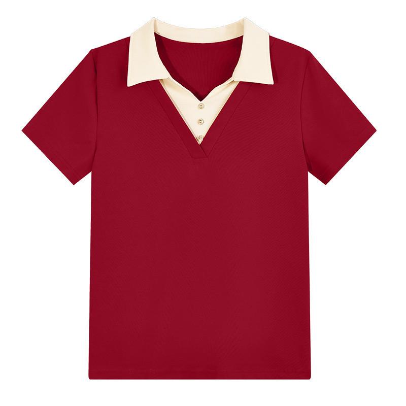 Polo Collar Short Sleeve T Shirt For Women With Cotton Fabric For Summer Casual Wear
