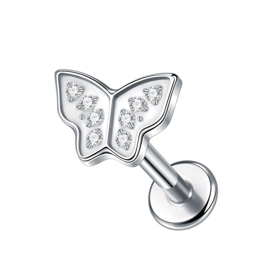 1Pc G23 Titanium Cz Crystal Ear Cartilage Tragus Helix Daith Piercing Internal Thread Lip Stud Labret Piercing Body Jewelry 16G