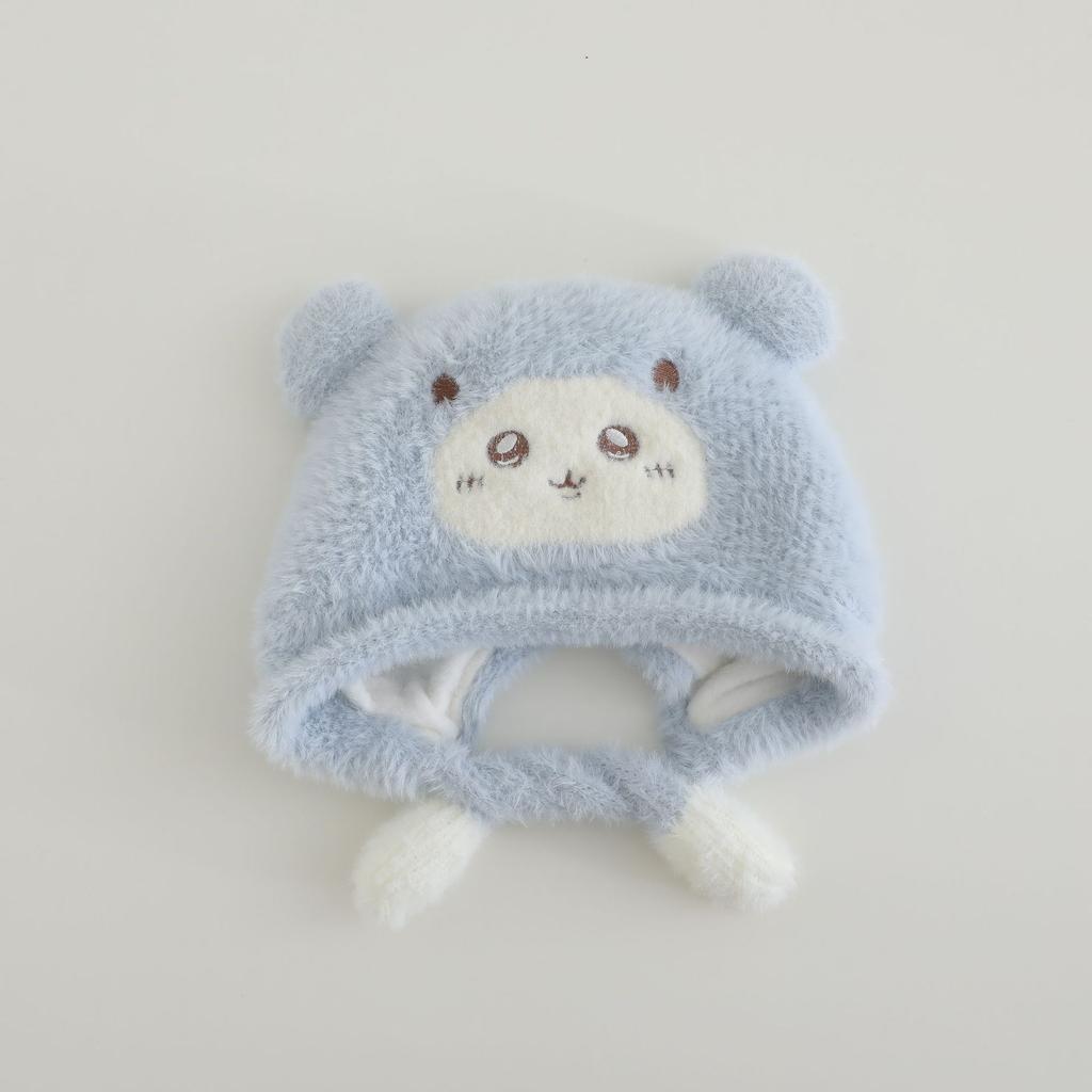 Children's Hats  Plush Hats for Boys and Girls in Autumn and Winter Cartoon Bear with Added Fleece and Thickened Windproof Pullover Hats