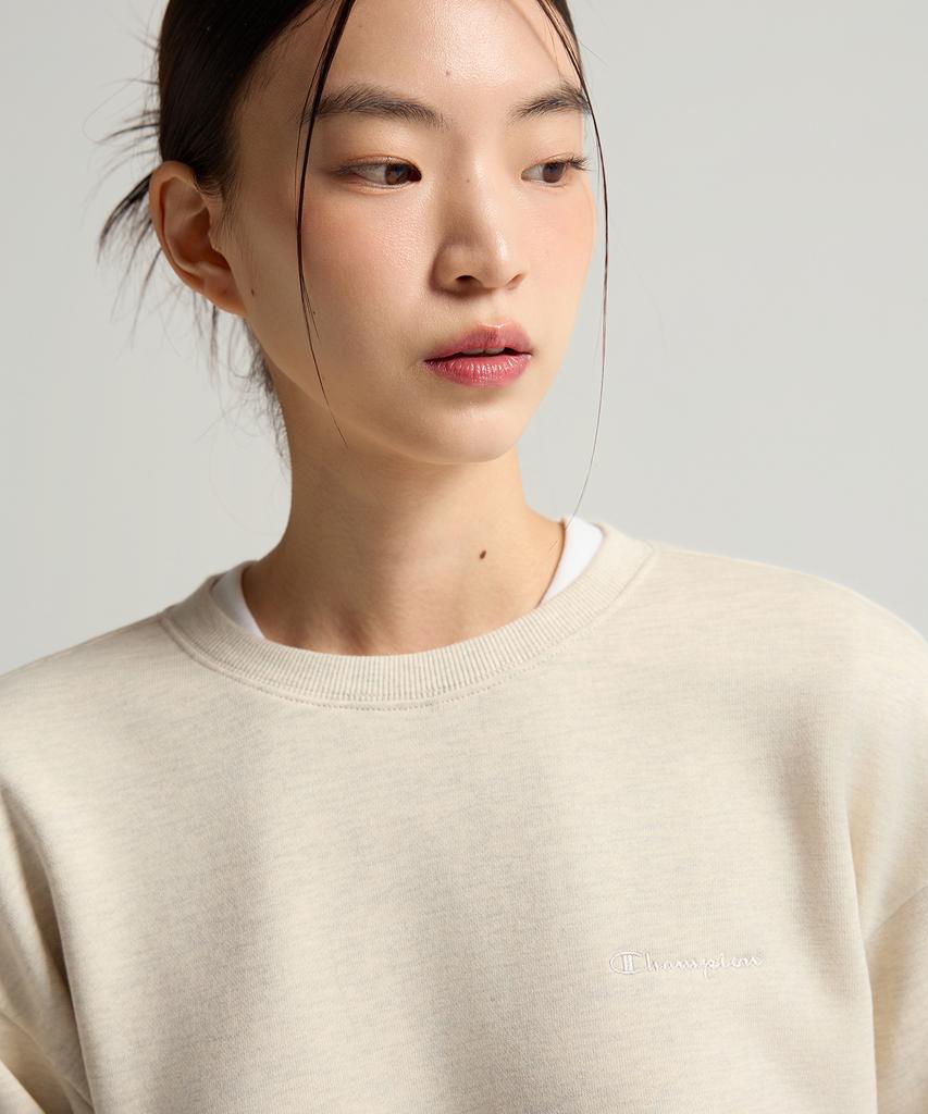 CHAMPION Women'S Small Logo Regular Fit Sweatshirt Oatmeal