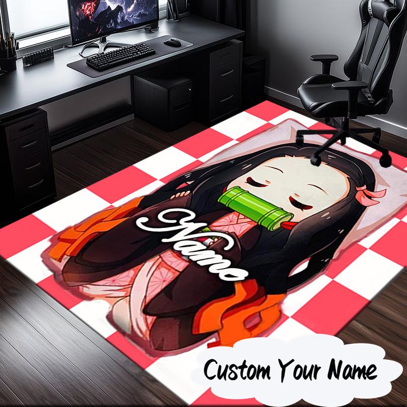 Custom Name Anime Demon Carpet, Chair Rug,Area Rug for Office Bedroom living rooms bedroom, Doormat decor Christmas fan gifts