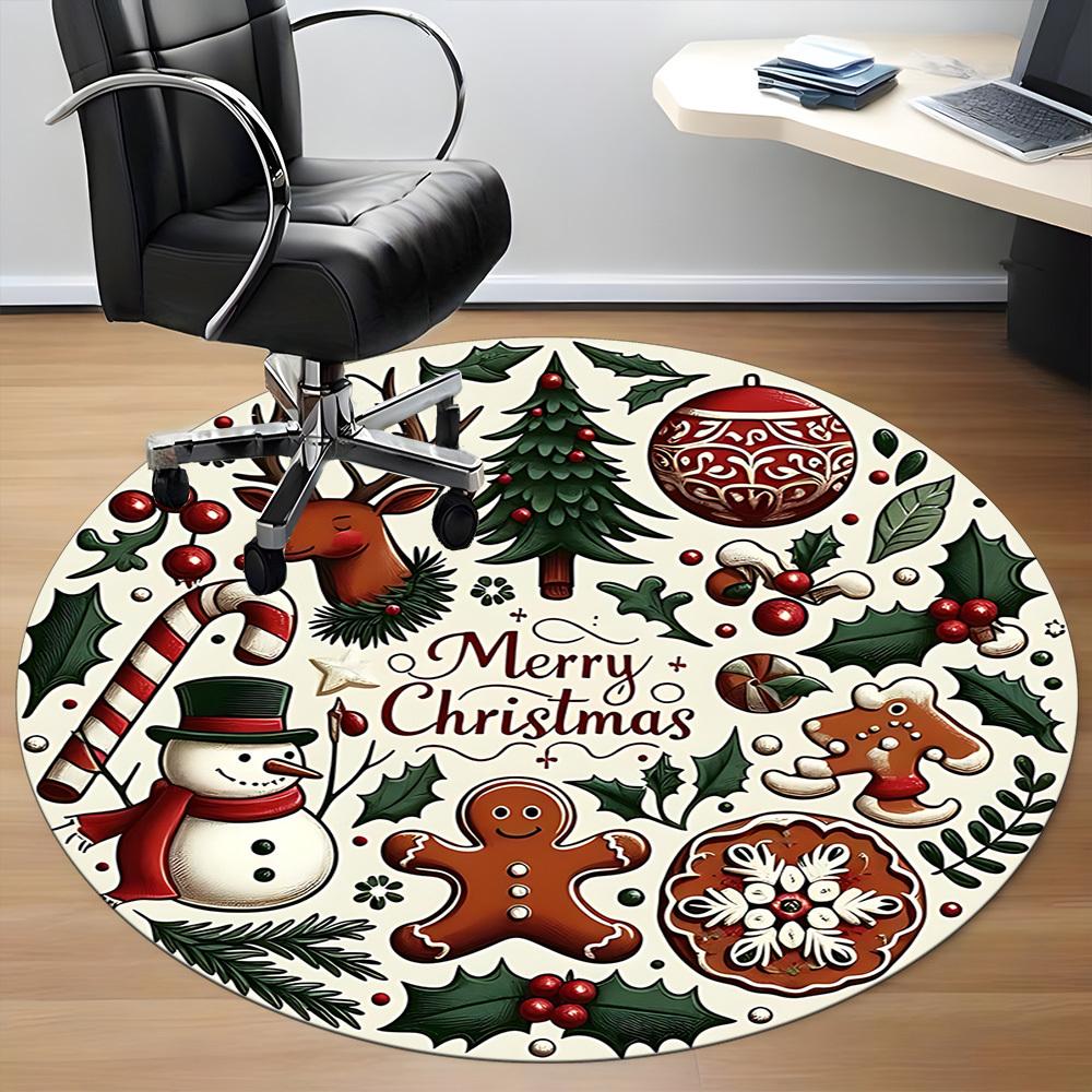 1 Stück Weihnachtsdekorationen Büro Runder Teppich, Unter Bürostühlen Schlafzimmer Wohnzimmer Heimdekoration, Raumdeko