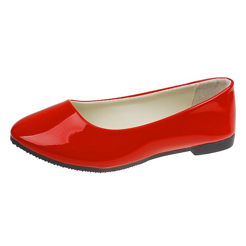 Fashion single shoes flat bottom pointed casual work shoes women's size 42 large size patent leather women's shoes