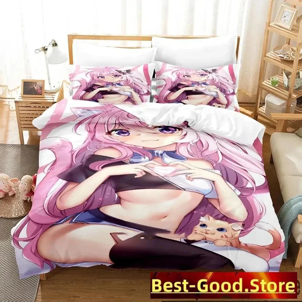 Top Anime Nyatasha Nyanners Bedding Set Printed Bed Set With Pillowcase Bed Duvet Cover Soft Single Double Queen Super King Size