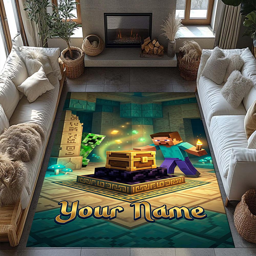 Minecraft Customize Your Name Carpet Perfect For Dormitory Playrooms Dining Room Game Room Antislip Rug Anime Office Decor Perfect Gift For Womenmen
