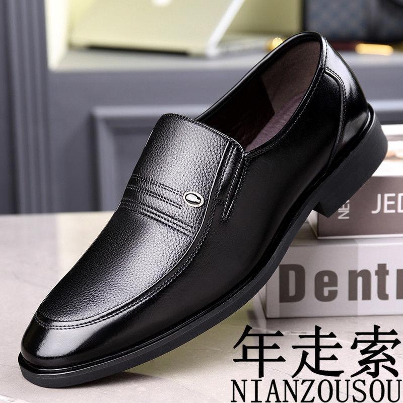 

Spring and summer men s shoes genuine leather soft soles medium men s business dress leather shoes men 44
