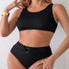 2025 European & American High Waist Bandeau Bikini Swimsuit for Women