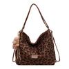 Leopard Print Tote Bag Women's Large Capacity Retro Shoulder Bag Multi-Functional Backpack