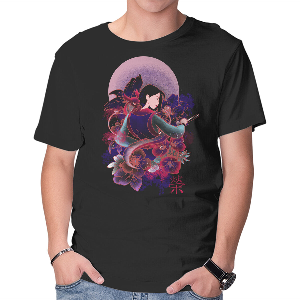 Unisex Crew Neck T-Shirt Samurai Girl Graphic Short Sleeve Casual Tee XXXXL