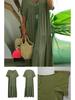 2025 Sommer Damen Einfarbig Locker Kurzarm Schwingkleid