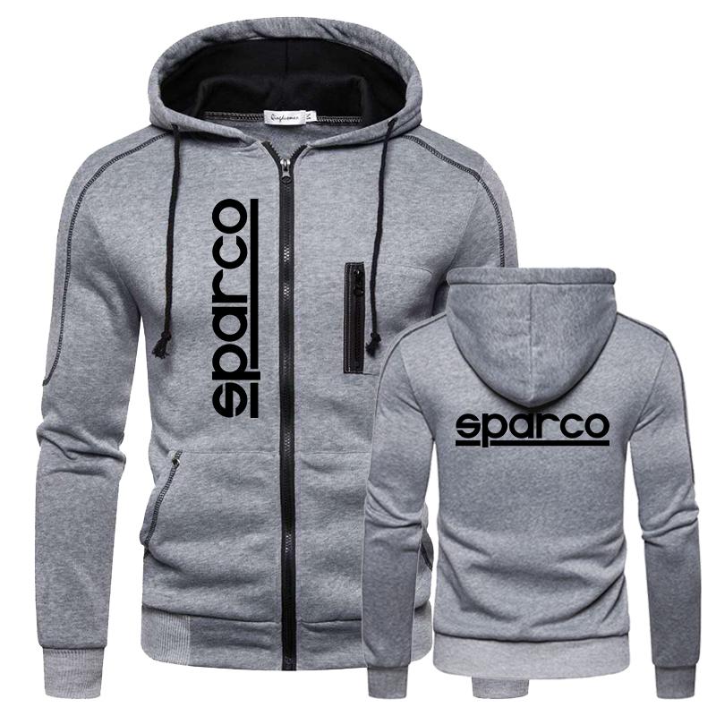 2022 Men's Fashion Sparco Print Hooded Outerwear Sport Zipper Hoodies Multi-zip Slim Hooded Jacket Casual Long Sleeve Sweatshirts