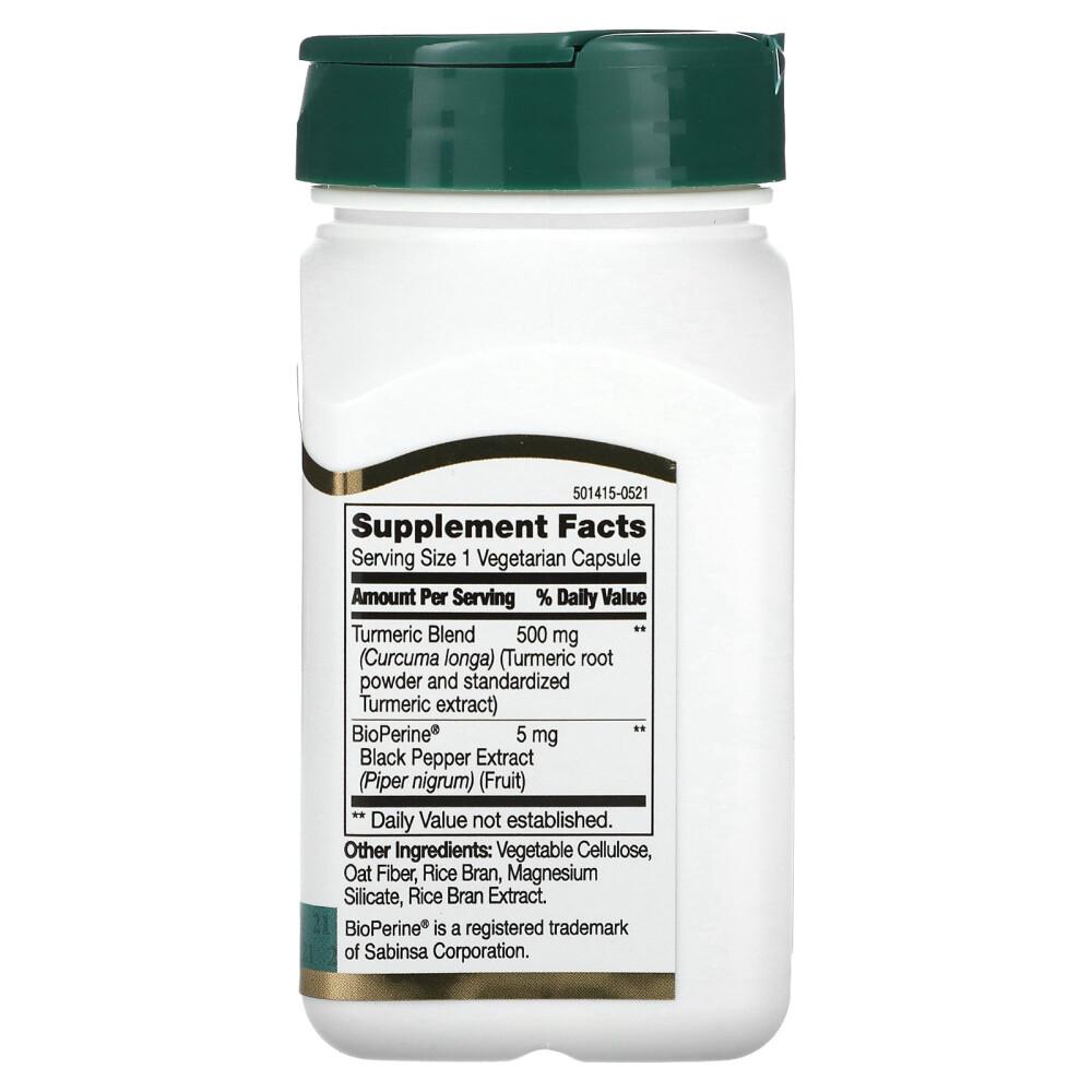 21st Century Sentry Turmeric & Black Pepper Extract 500mg Veggie Capsules, 60 Count