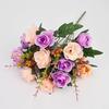 12-Head Autumn Rose Silk Flowers for Home Decor, European Wedding, or Photography Props