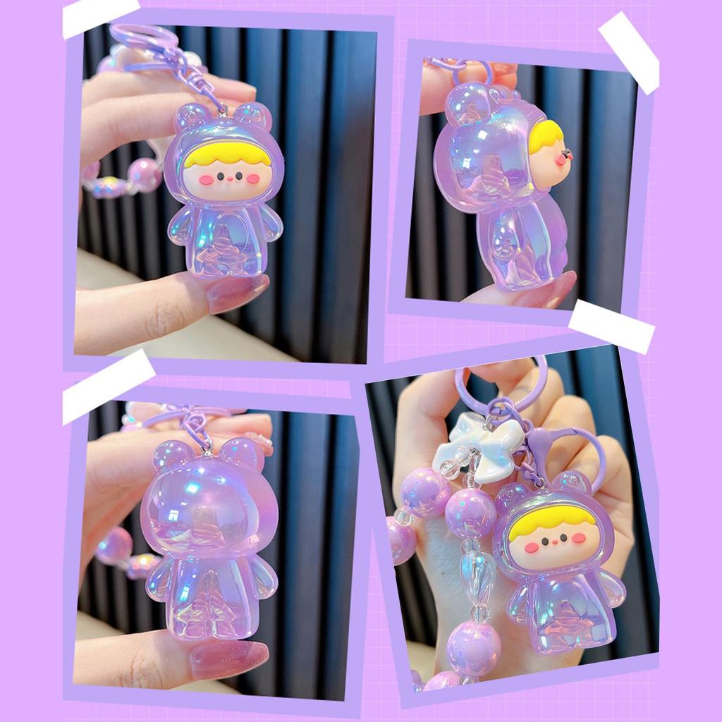 Cute Color Changing Frog Acrylic Keychain Creative Belt Bracelet Cartoon Animal Bag Pendant