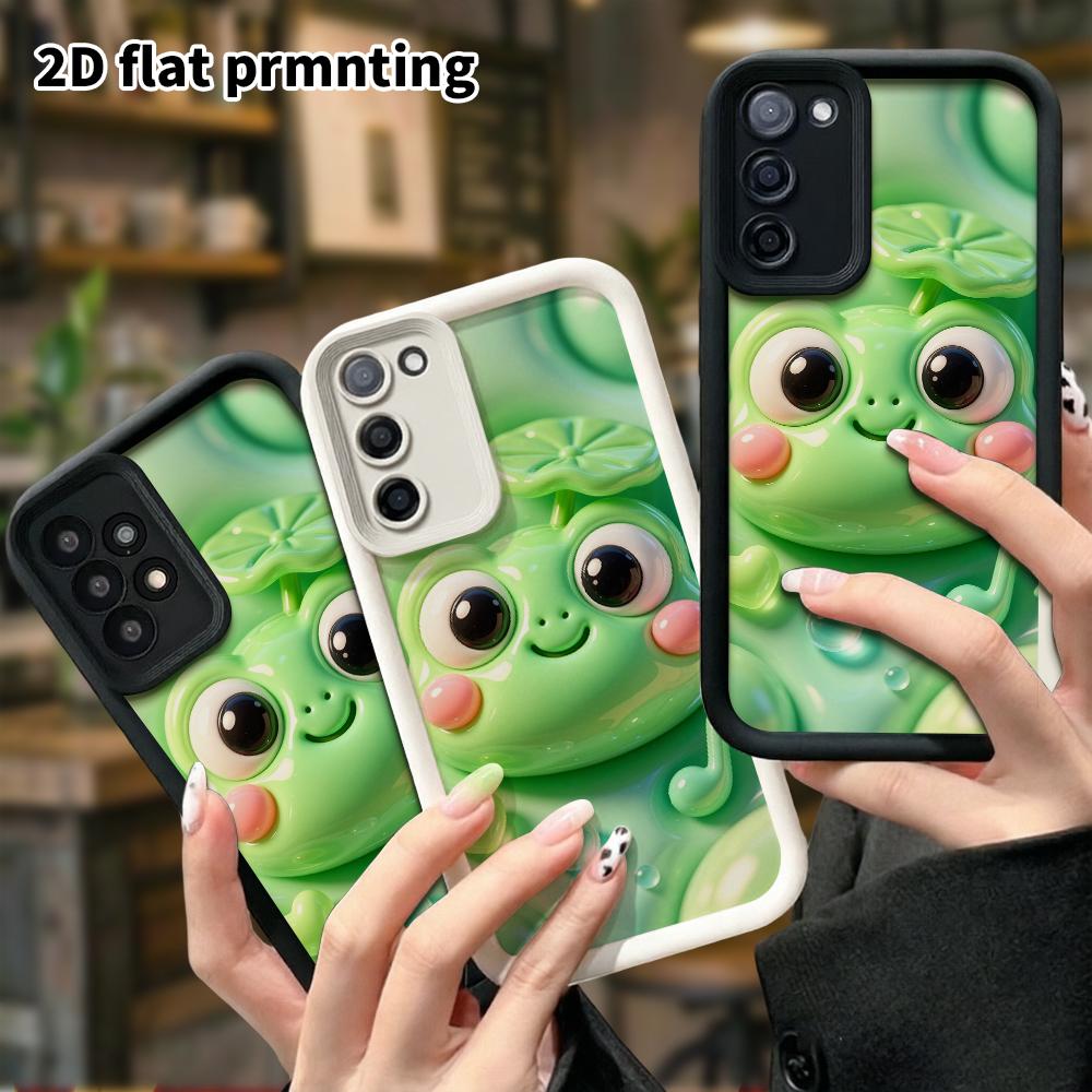Phone Case: 2D Flat Design Suitable for Samsung Galaxy A34 A35 M05 M06 S20 S22 S21 FE Plus 5G Protective Case, Lotus Leaf Little Frog, Perfect Christm