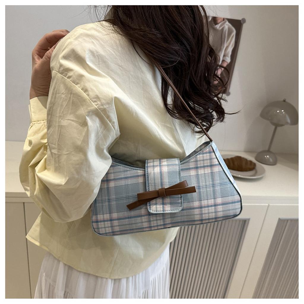 Casual Street Checkered Japanese Trend Simple Fashion Shoulder Armpit Crossbody Bag for Women