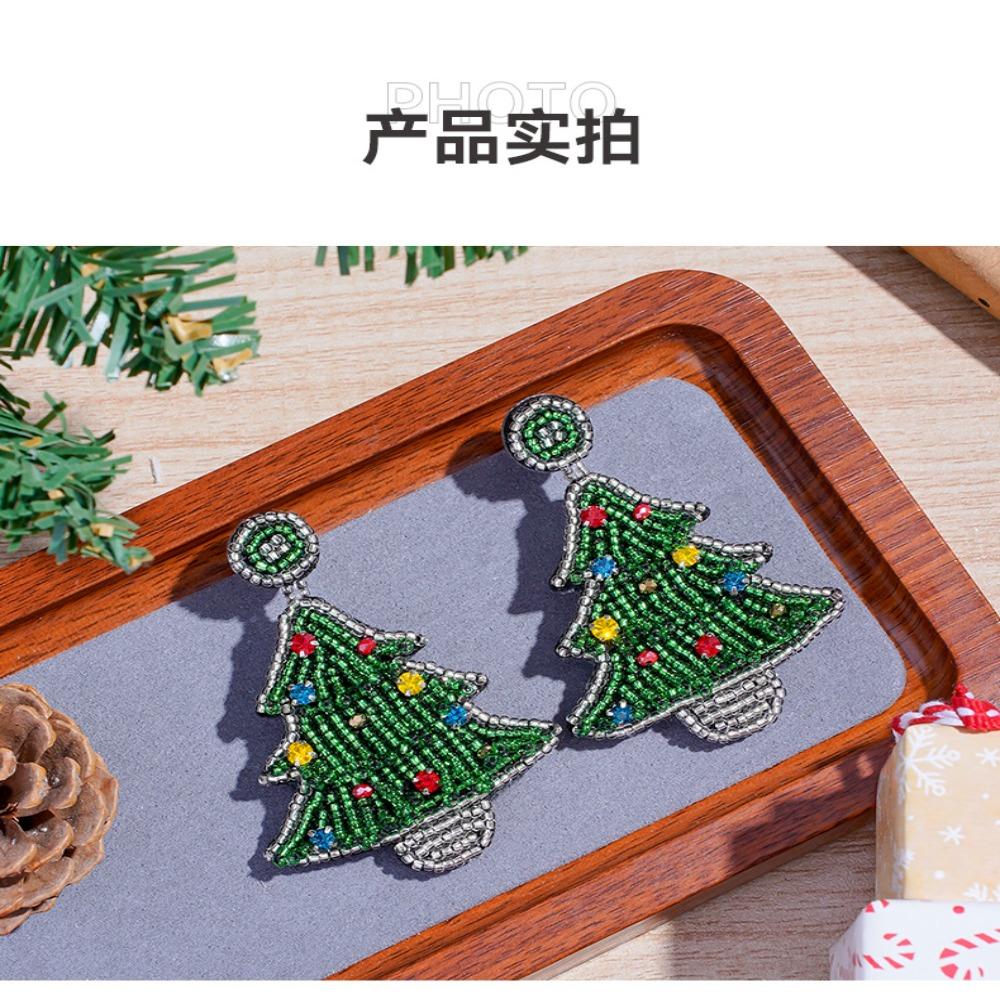 Christmas Tree Handmade Beaded Ear Drop Santa Claus Boots Ear Stud Merry Christmas Earrings  Gift