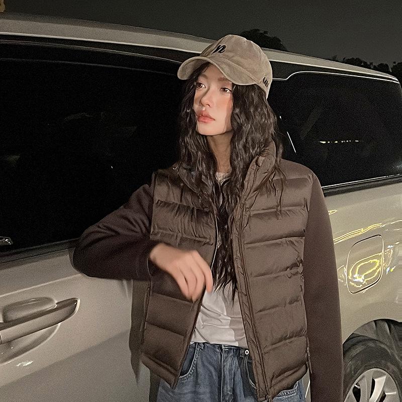 Women's Lightweight Down Cotton Jacket - 2025 Autumn/Winter Korean Style Stand Collar Outerwear
