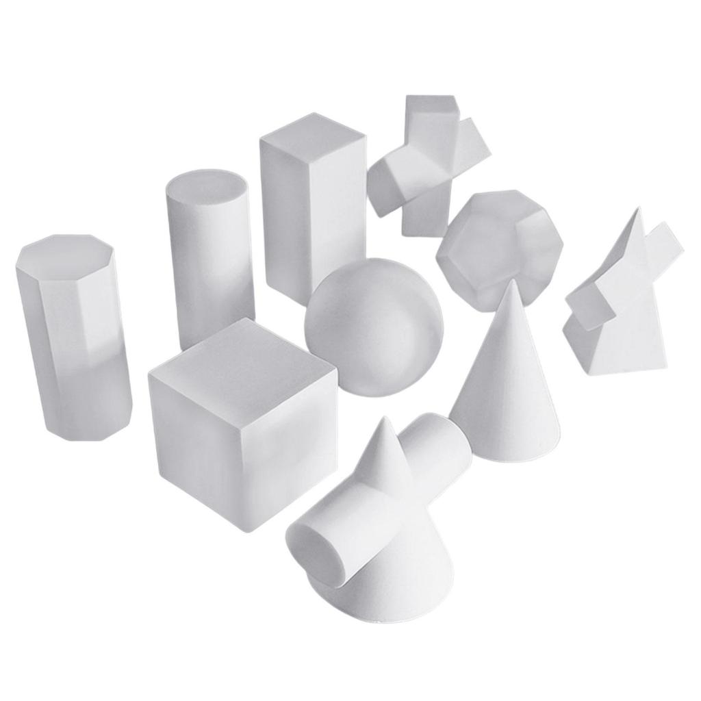 10 Pieces Mini Resin 3D Geometry Sketch Sculpture Figurines, for Ornaments Basic Learning Tools