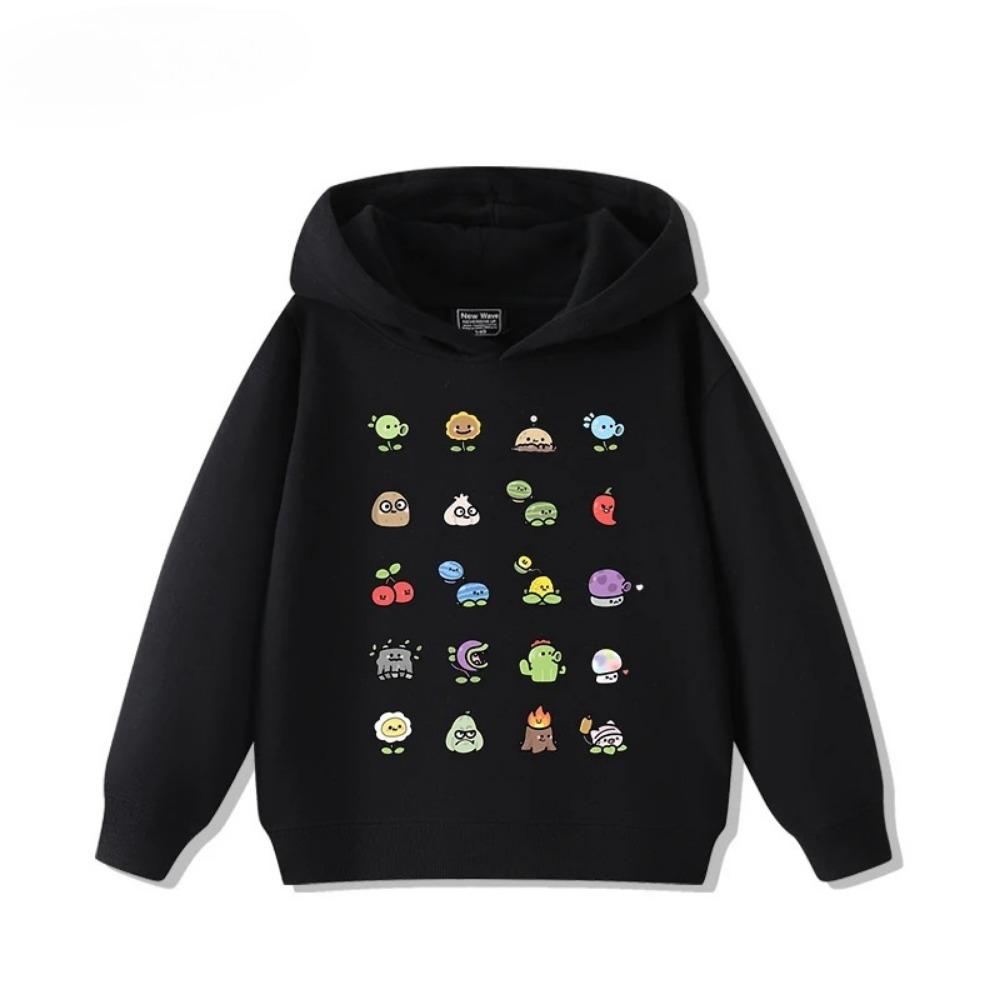 2025 Autumn/Winter New Children's Long Sleeve Top Plant Wars Zombie Printed Street Fashion Boys and Girls Hooded Sports Shirt