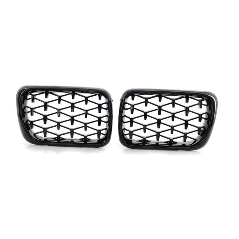 1 Pair Diamond Style Grille For BMW E36 3 Series 1997 1998 1999 Front Bumper Grille Kidney Mesh Grill Car Replacement Parts ABS