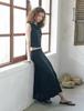 Flatwave In Seoul Ella Knit Crochet Long Skirt Black