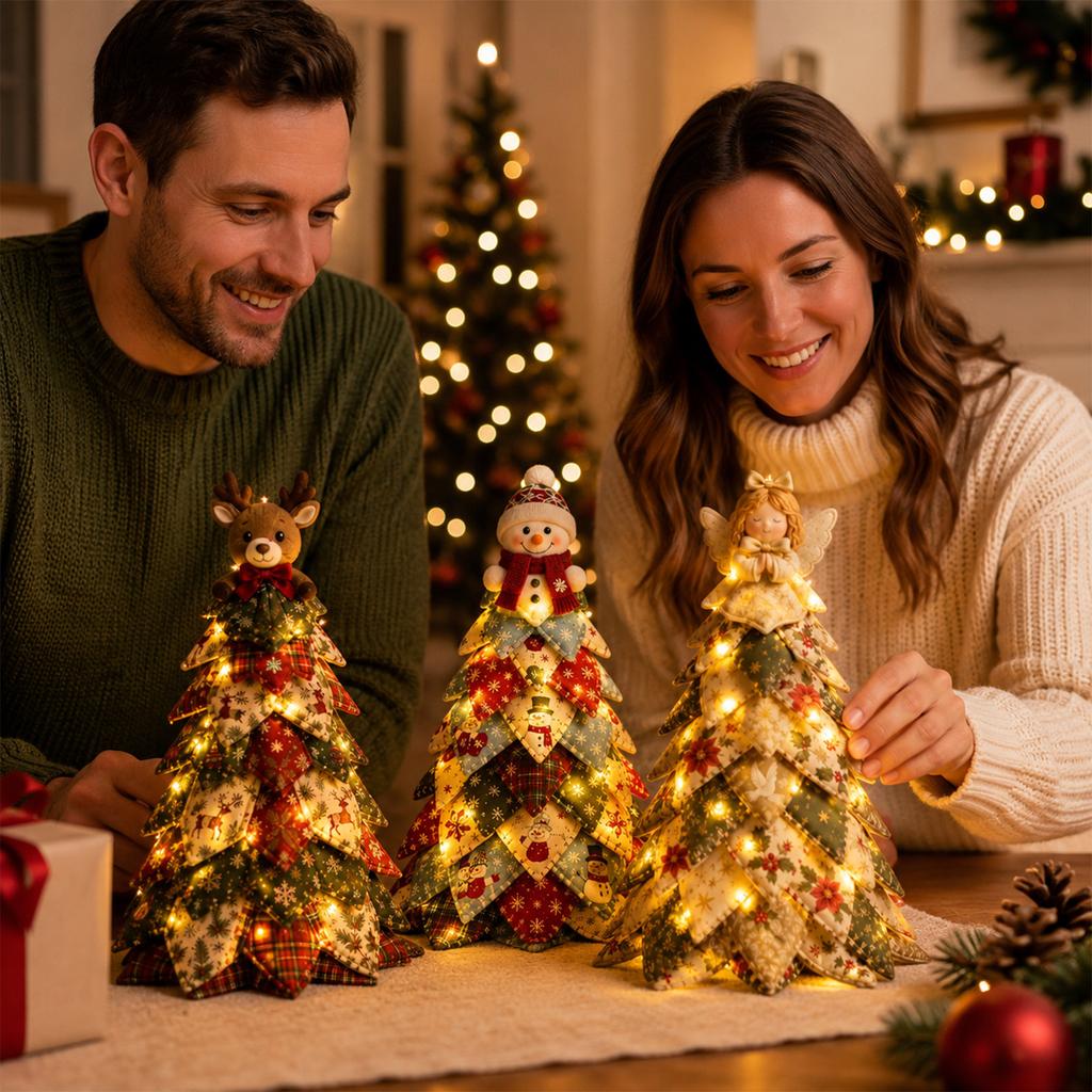 Decorative Patchwork Set with Lights for Holiday and Everyday Decor