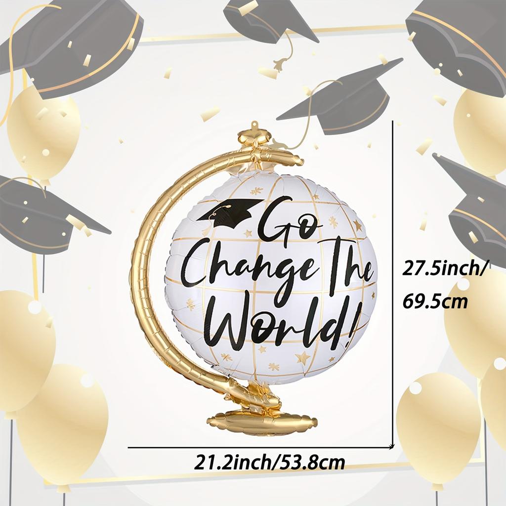 3-Pack of Graduation Certificates, Booklets, and Globe Aluminum Foil Balloons, Suitable for Graduation Dance Parties and Graduation Party Decorations