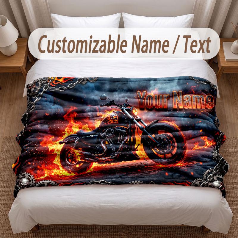 Motocyklové Biker Téma Měkkádeka Personalizovaný Vlastní Jméno Textový Tisk Tepládeka Domácí Pohovka Ložnice Dekorace