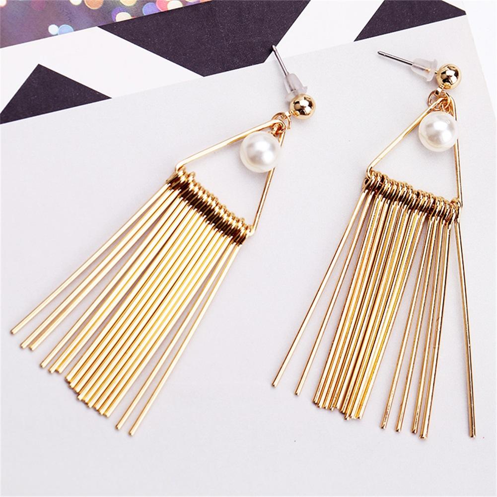 Exquis Pendents Triangle Alliage Fausse Perle Boucles d'Oreilles Puces d'Oreilles Femme Dame