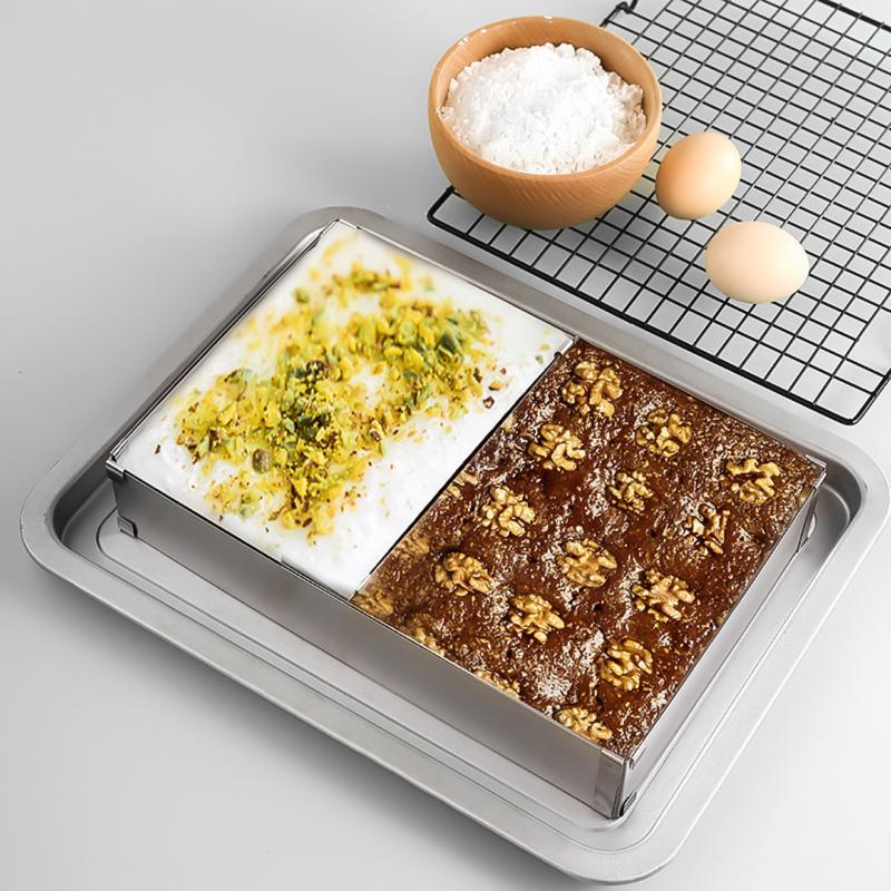 Adjustable Mousse Ring DIY Cake Decorating Mould Square Cake Mold Stainless Steel Bakeware Dessert Baking Tool Outdoor Tableware