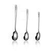 1Pc 304  Stainless Steel Spoon Thicken Long Handle Soup Spoons Round Scoops Ice Cream Dessert  Drinking Kitchen  Accessories