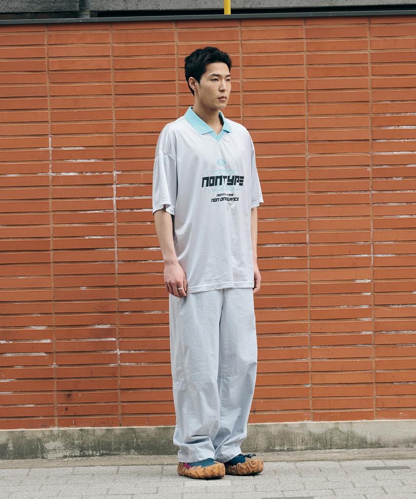 Nontai Cotton Wide Curved Pants (Greyish Sky)