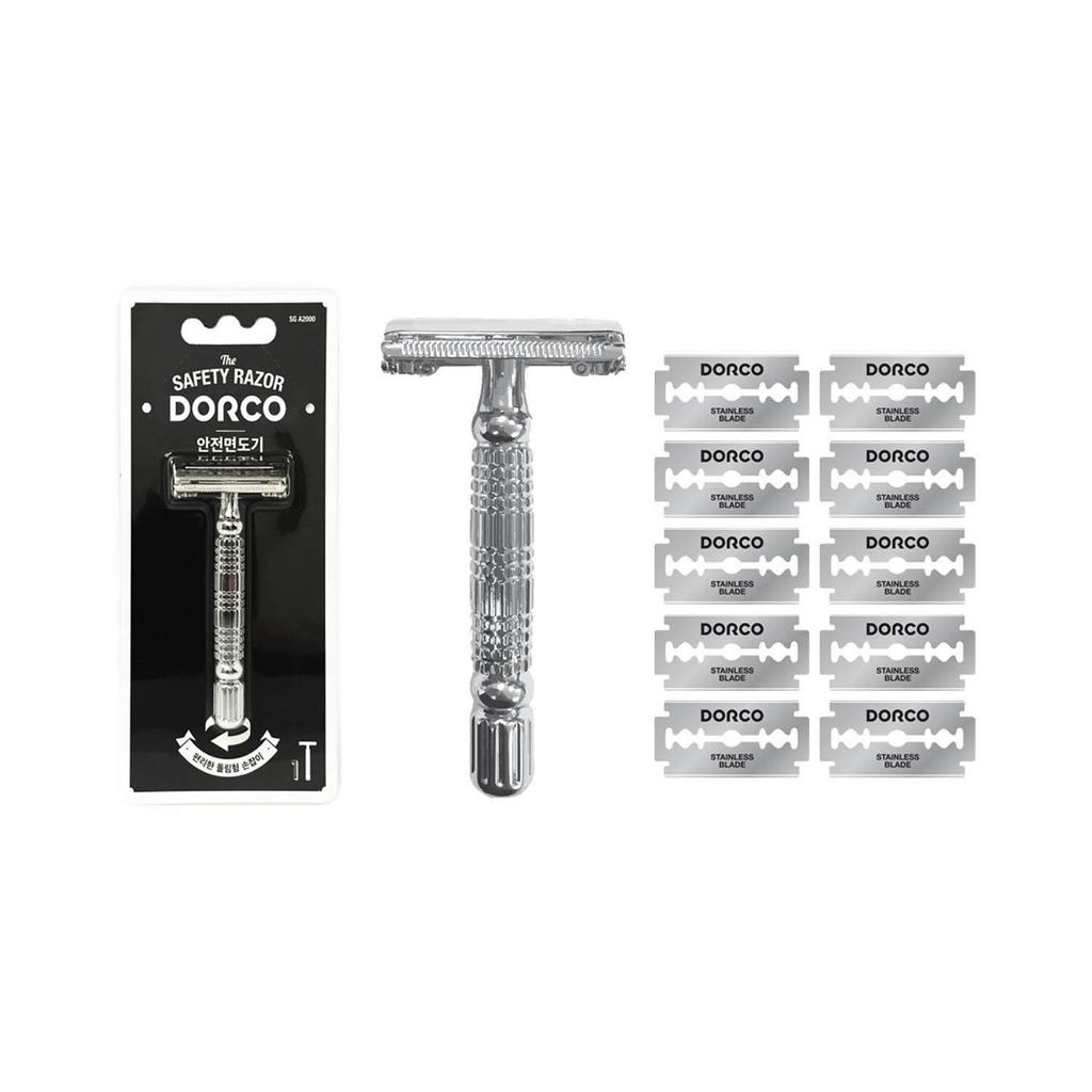 DORCO Classic Safety Razor SGA2000 + 10 Double-Edge Blades