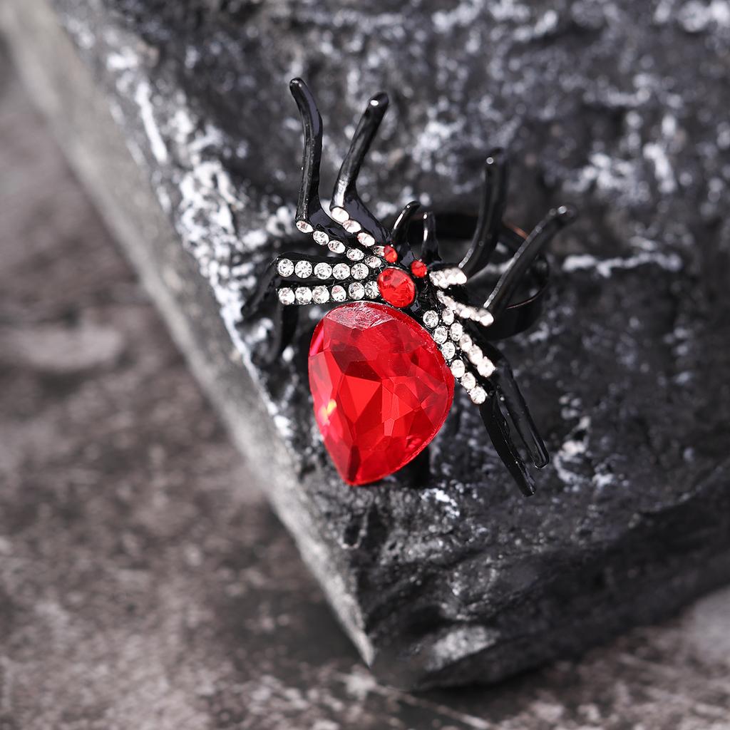 BLINGBAY Women's Gothic Spider Ring Adjustable Open Finger Statement Jewelry with Rhinestones for Halloween Party
