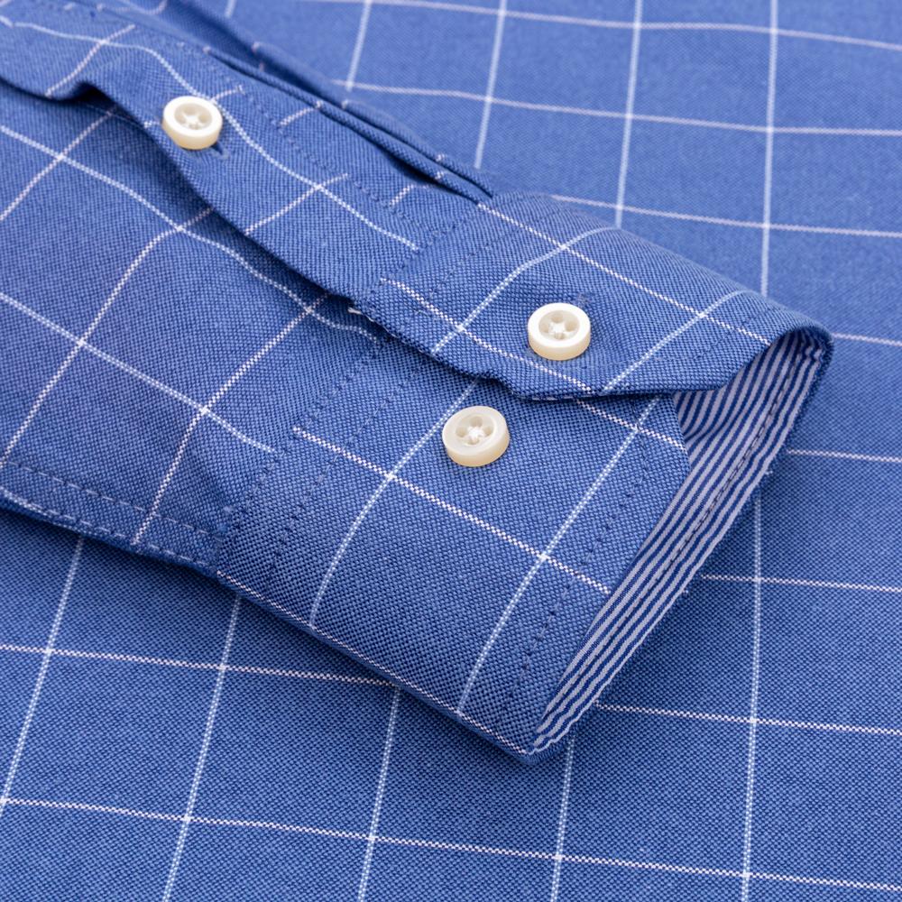 Men's Oxford Long Sleeve Shirt 100% Cotton Wrinkle Resistant & Breathable, Solid Plaid Striped Comfort Casual Button-down Shirts