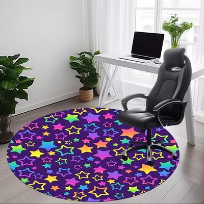 1pc Colorful Stars Pattern Chair Carpet for Office, Soft, Non-Slip Polyester Mat, Office, Living Room, Bedroom, Durable Polyester Yy251207192