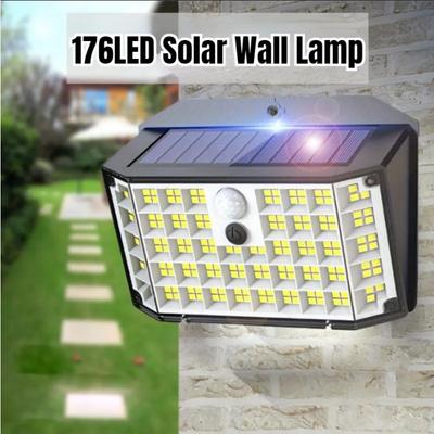 Solar Lights Outdoor 176LED Solar Wall Motion Sensor Lights 3 Mode Wireless Waterproof Patio Yard Deck Fence Post Garage Garden