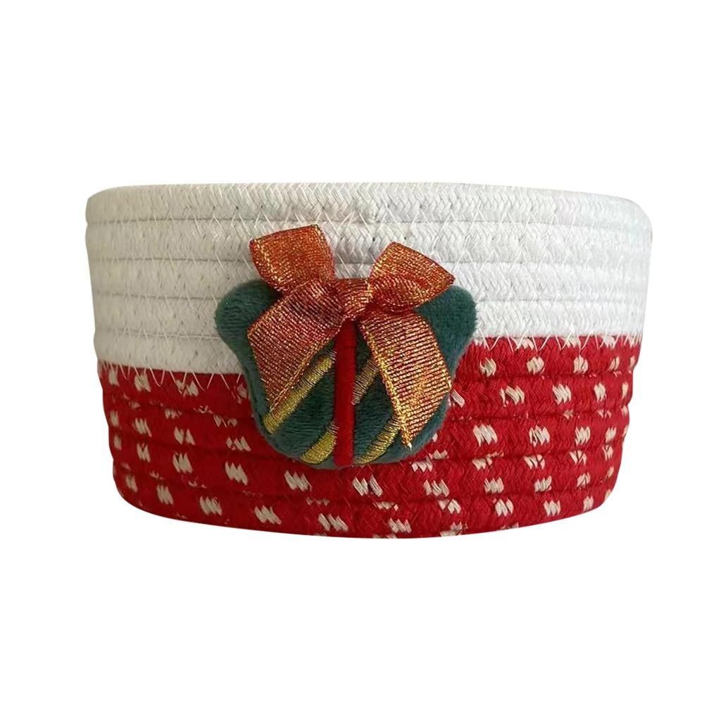 Christmas Woven Storage Basket Christmas Present Candy Storage Baskets Santa Snowman Desktop Organizer Sundries Storage Box