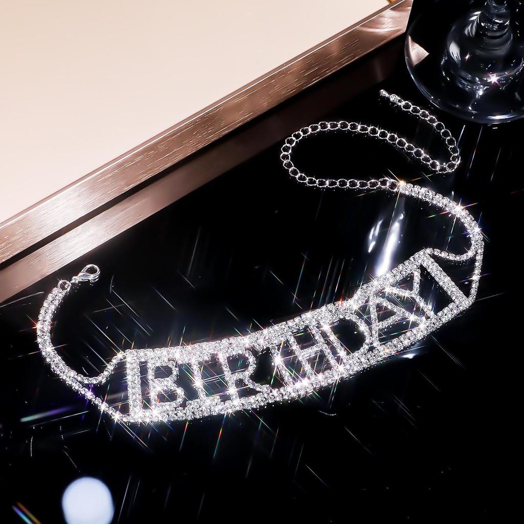 Luxury Crystal Birthday Letter Choker Necklace: European & American Style