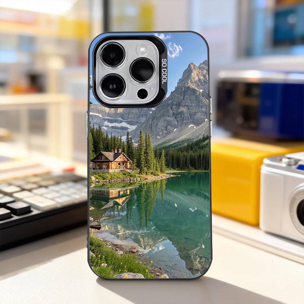 Natural Mountains Scenery Phone Case For iPhone 11,12,13,14,15,16,17,Pro,Max,Plus,E,Air,Mini IMD Matte Black