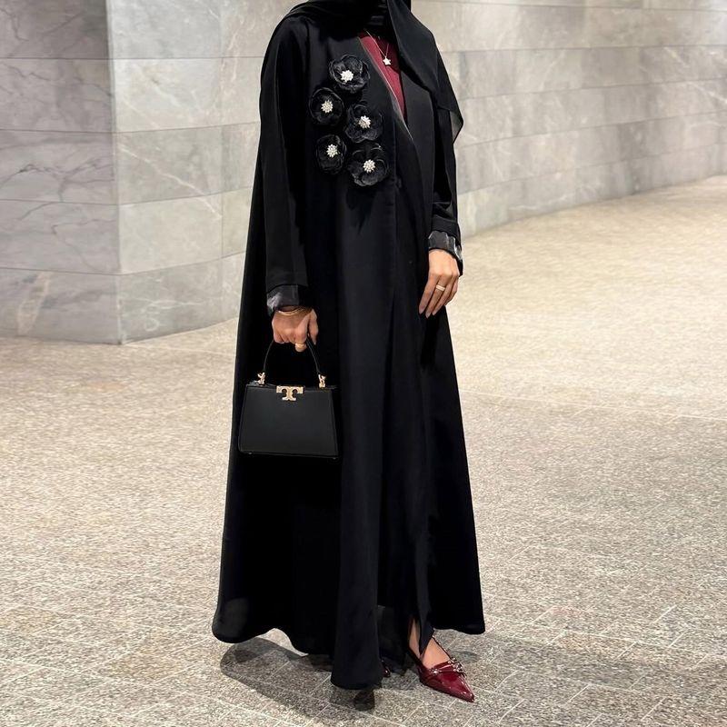 New Middle East Robe Patchwork Applique Dubai Elegant Cardigan Dress Decal Cardigan Robe