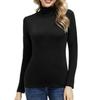 Women Bottoming Tops High Collar Long Sleeve Slim Fit Pullover Tops Solid Color Basic Turtleneck Blouse Daily Wear