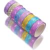 Eclet Adhesive Colorful Decorative Designers Glitter Tape Rolls, Length 3M Each, Set Of 12 (Colors As Per Availability)