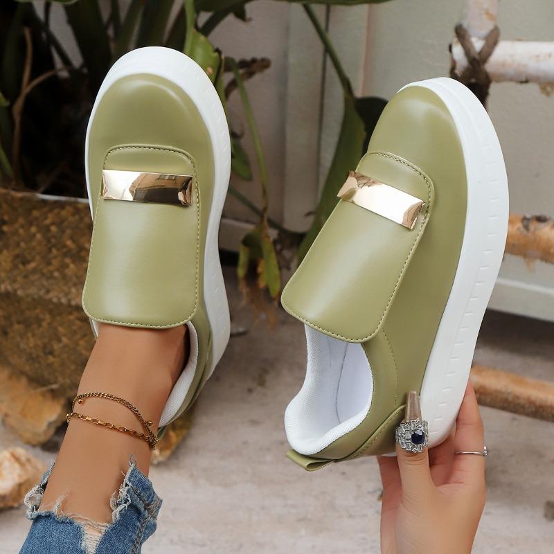 Large size temperament sequined casual single shoes women's autumn new round head height increase one pedal single shoes
