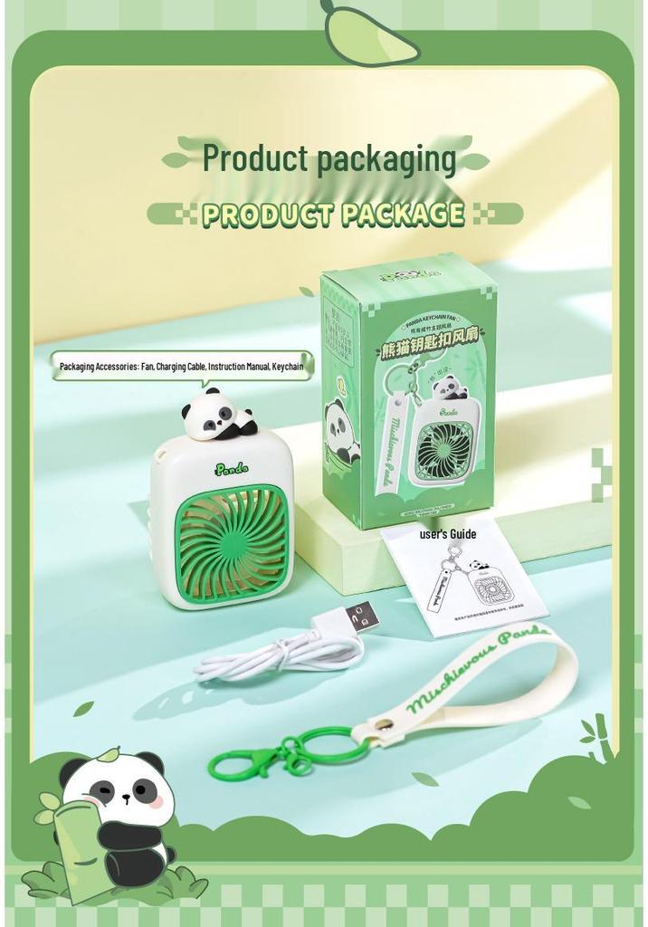 Panda Mini Keychain USB Rechargeable Fan - Portable & Handheld