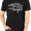 Christmas T Shirt for Unisex Xmas Holiday Merry and Bright Letter Size S 3XL Vintage Washed Stylish Fashion Soft Streetwear
