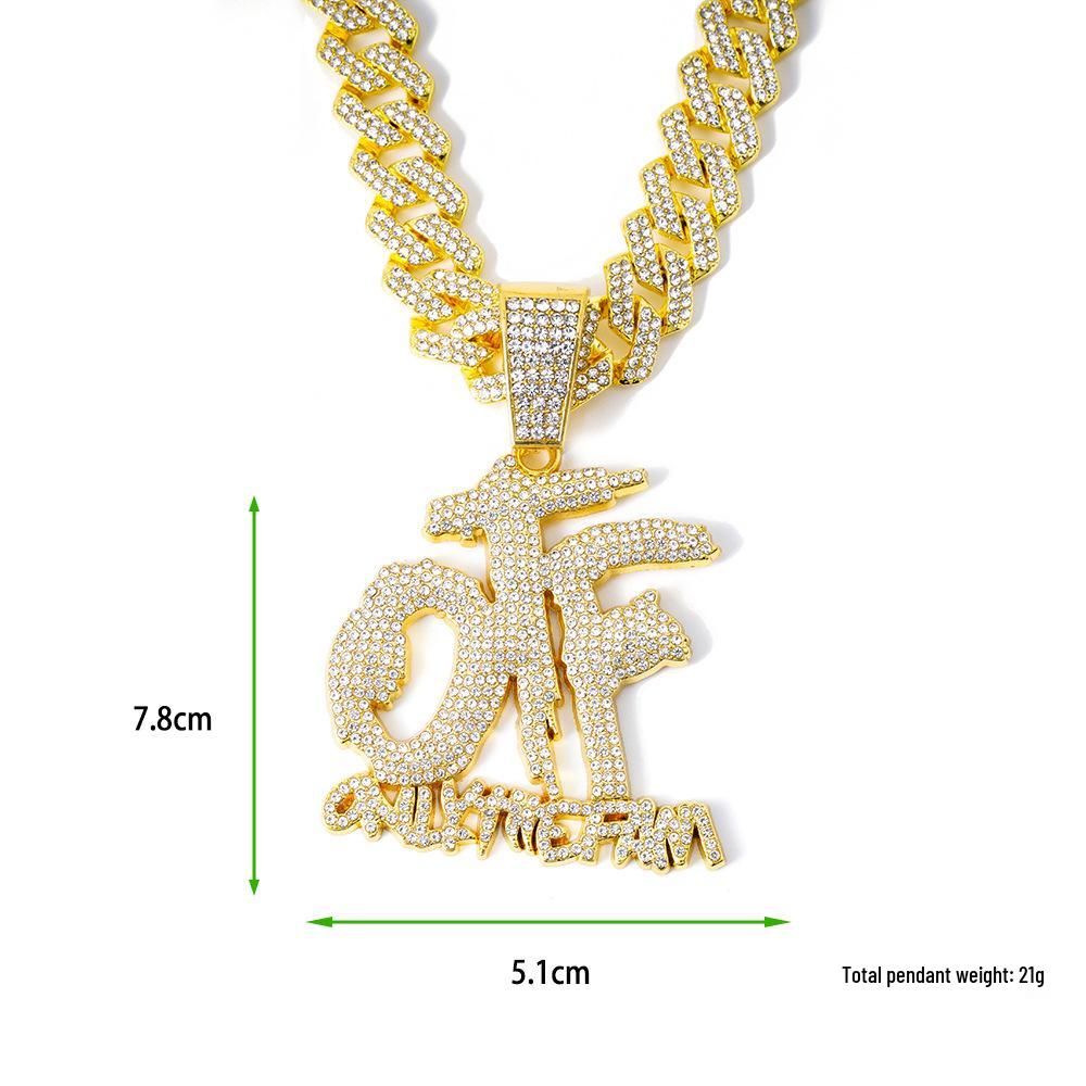14mm Diamond Cuban Chain with OTF Letter Pendant – Hip Hop Jewelry 